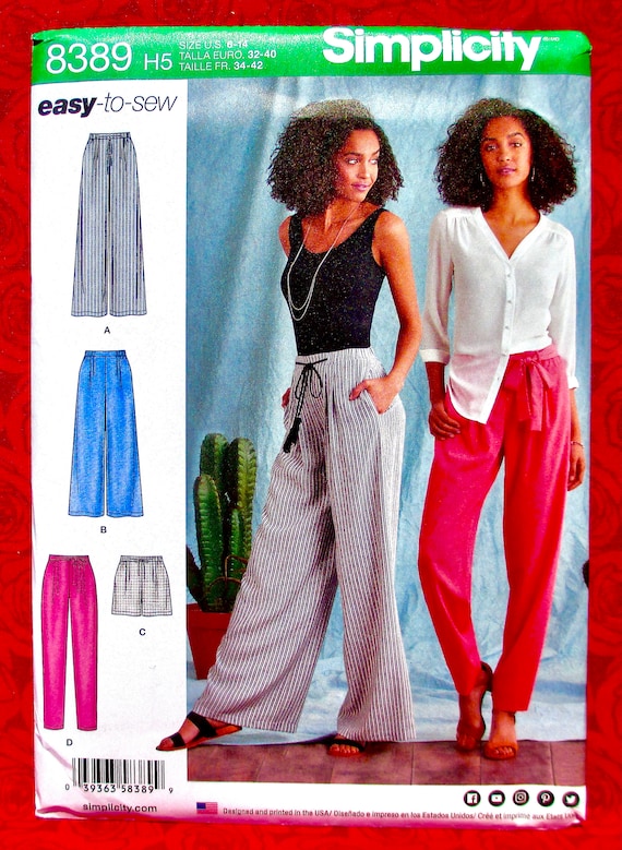 Simplicity Easy Sewing Pattern 8389, Long Pants, Pull-on, Shorts