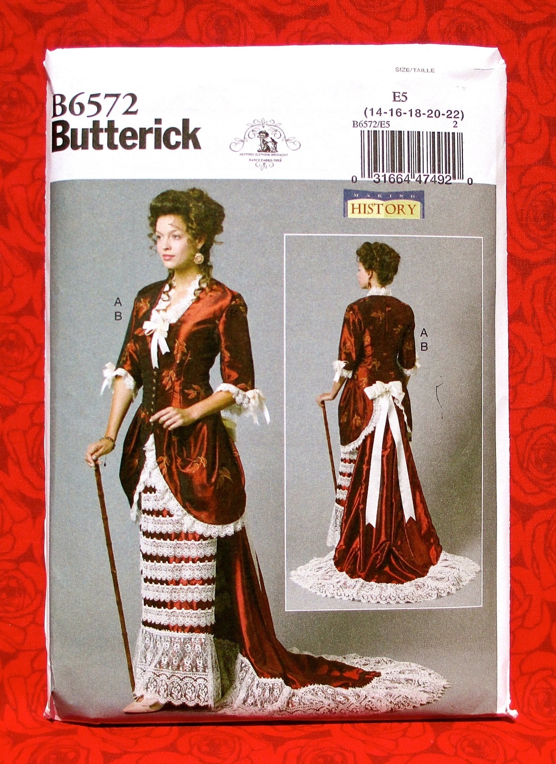 Butterick Sewing Pattern B6572 Victorian Suit, Jacket Skirt Train, Lace ...