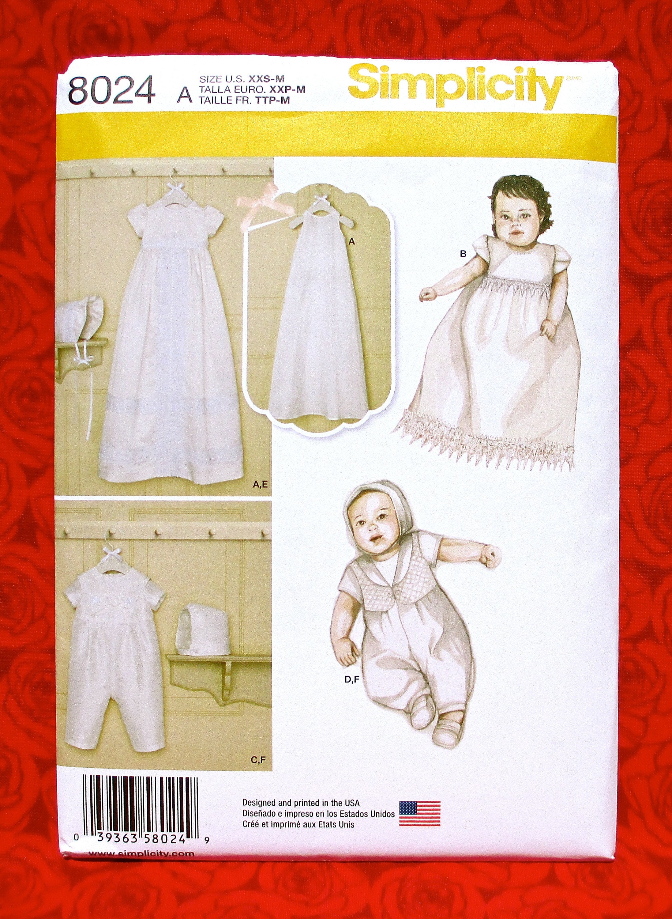 Baby's Wardrobe Sewing Pattern Simplicity 8971 Size Newborn Partially Cut  Complete...bonnet...christening Gown Pattern - Etsy India