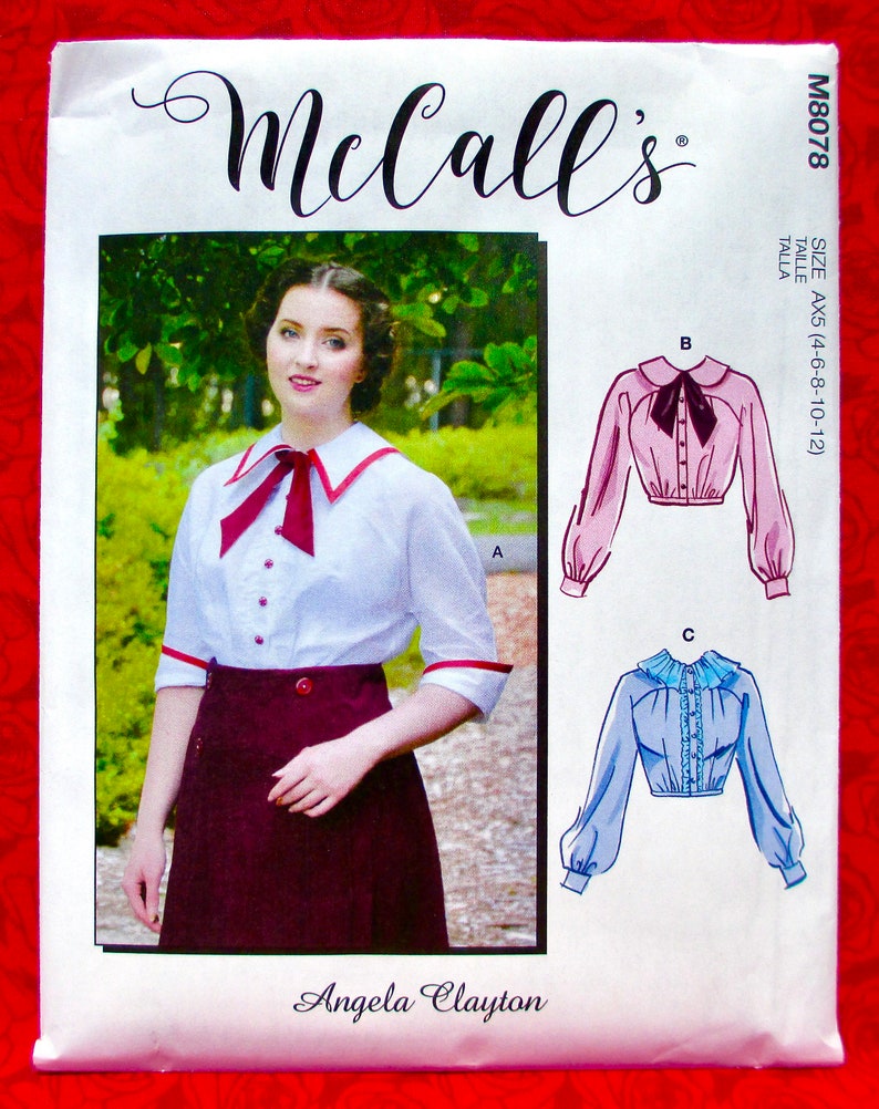 McCall's Sewing Pattern M8078 Edwardian Blouse, Early 1900's Tops, Sizes 4 6 8 10 12, DIY Historical Spring Summer Classic Sportswear, UNCUT image 1