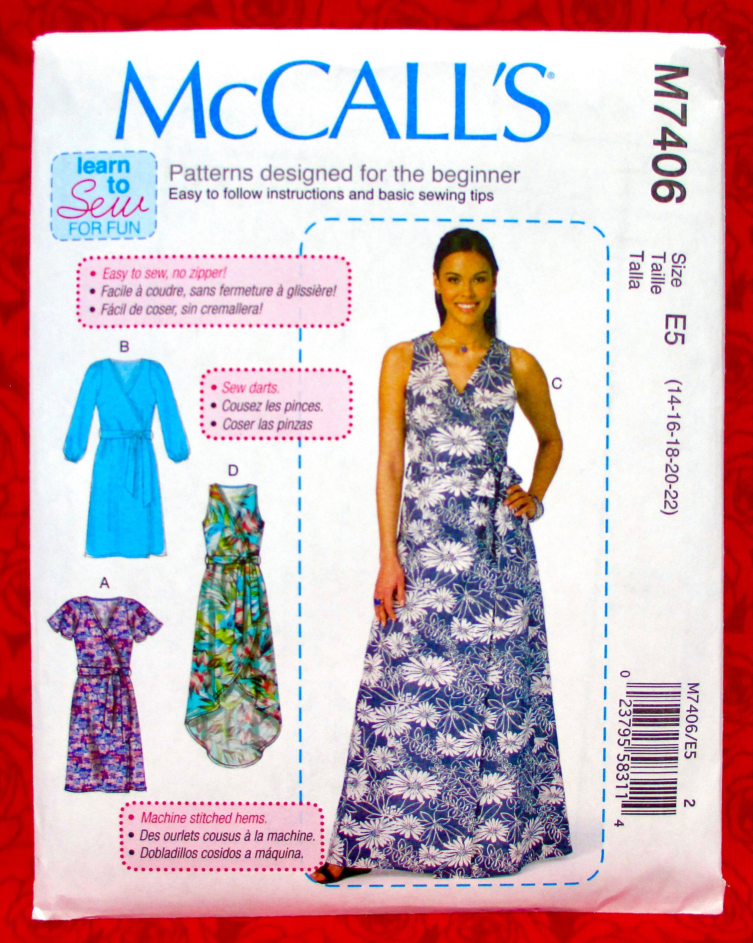 Mccall's Easy Sewing Pattern M7406 Wrap 