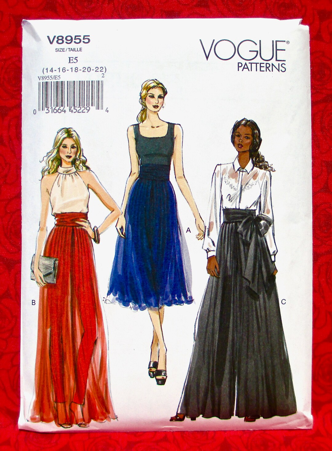 Vogue Easy Sewing Pattern V8955, Formal Wide Leg Palazzo Pants, High ...