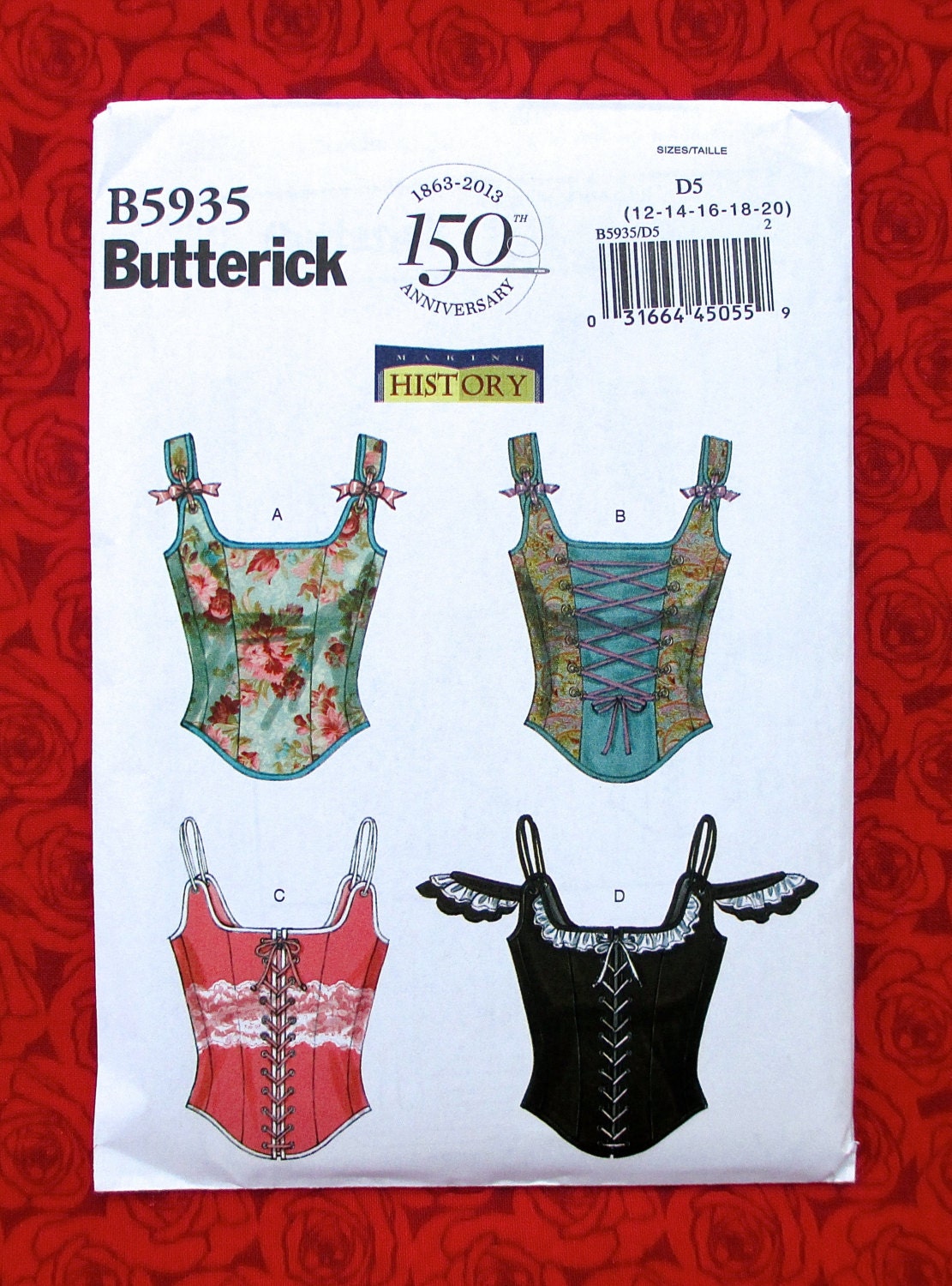 Butterick Sewing Pattern B5935, Corset Bustier, Victorian Fashion