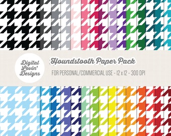 INSTANT DOWNLOAD - 30 Houndstooth Papers for Scrapbooking, Crafts, Invitations for Commercial and Personal Use