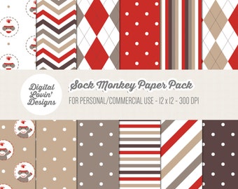 DIREKT NEDLADDNING - 12 digitala papper med strumpor / scrapbooking, hantverk, inbjudningar, digital scrapbooking för kommersiellt och personligt bruk