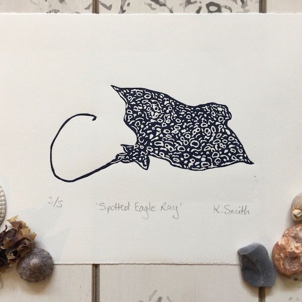 Limited Edition 'Spotted Eagle Ray' Linocut Print