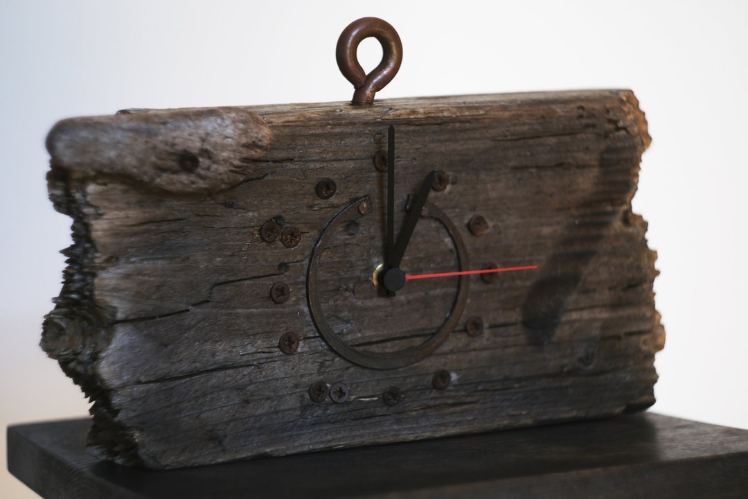 Wreckage of Time. Unique Driftwood Table Clock, Rustic Table Clock