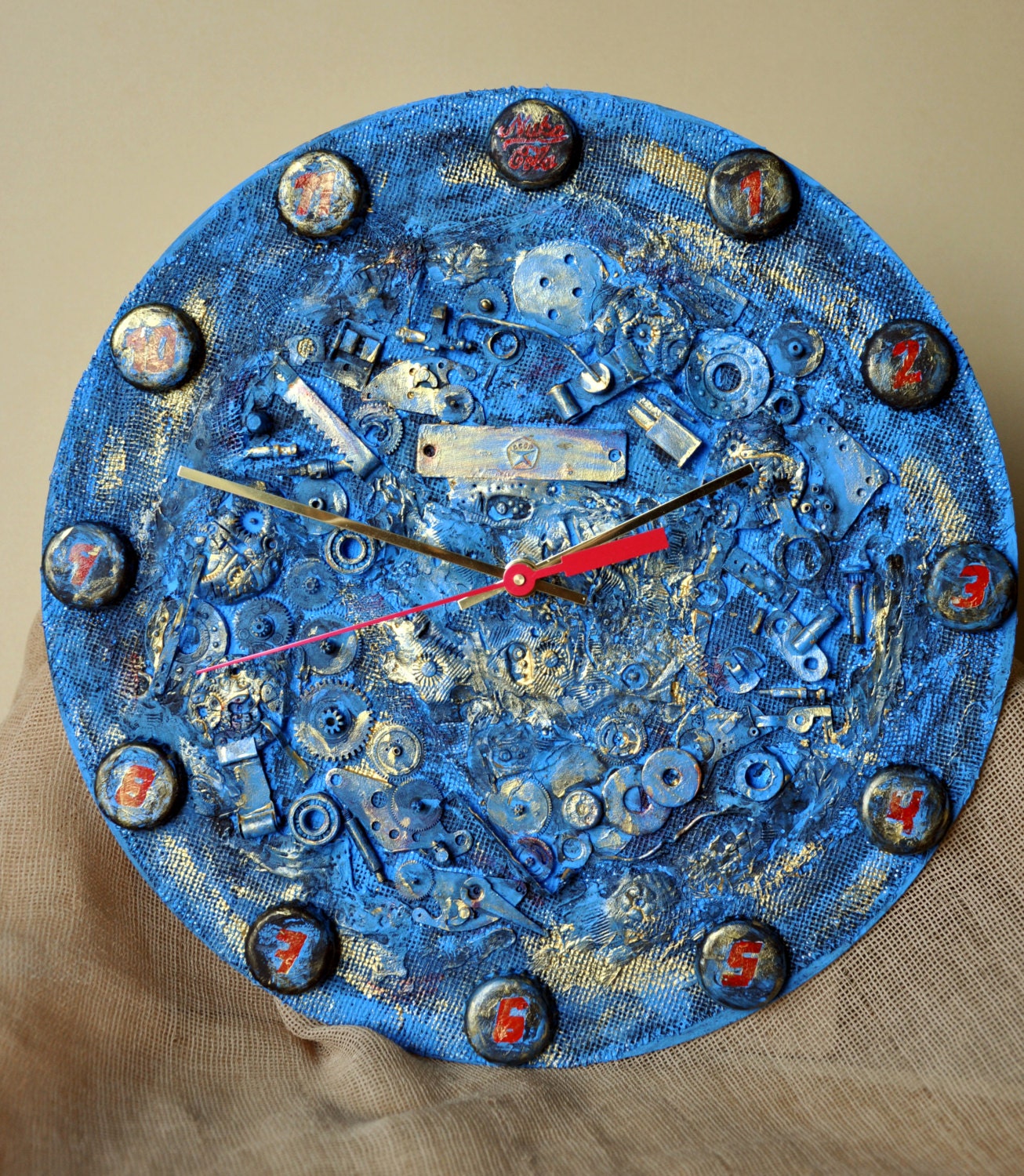 Wall Clock Mixed Media, Home Decor, Home and Living, Unique Wall Clocks