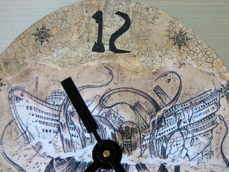 Handmade clock. Decoupage technique. Wall Clock Home Decor. Etsy