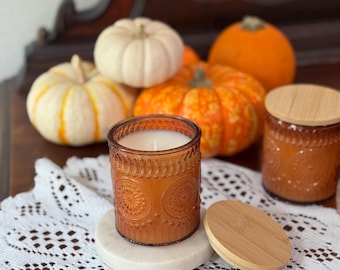 Low Toxin Pumpkin Spice Candle • Apricot & Coconut Wax • Cotton Wick • Vintage Jar • CleanBurn, Non Toxic, 50-70 Hrs