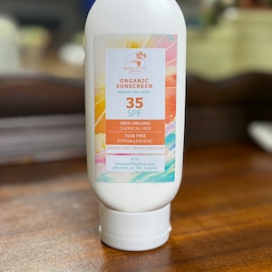 Organic Mineral Sunscreen – SPF 35, 8oz – Natural, Water-Resistant, Broad Spectrum Protection | Kid sunblock