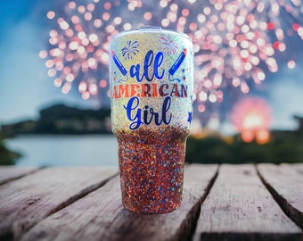 All American Girl Stainless Steel Tumbler Glittered HOGG/RTIC