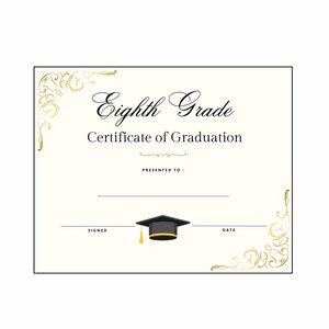 Achtklassige Graduierung Diplom Zertifikat Sofortiger Download Druckbare Print and Go ~ Erschwingliche elegante professionelle Ende des Schuljahres 8