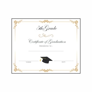 Fünfte Klasse Abschlussdiplom Zertifikat Sofortiger Download Druckbare Print and Go ~ Erschwingliche elegante professionelle Ende des Schuljahres