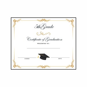 Fünfte Klasse Abschlussdiplom Zertifikat Sofortiger Download Druckbare Print and Go ~ Erschwingliche elegante professionelle Ende des Schuljahres