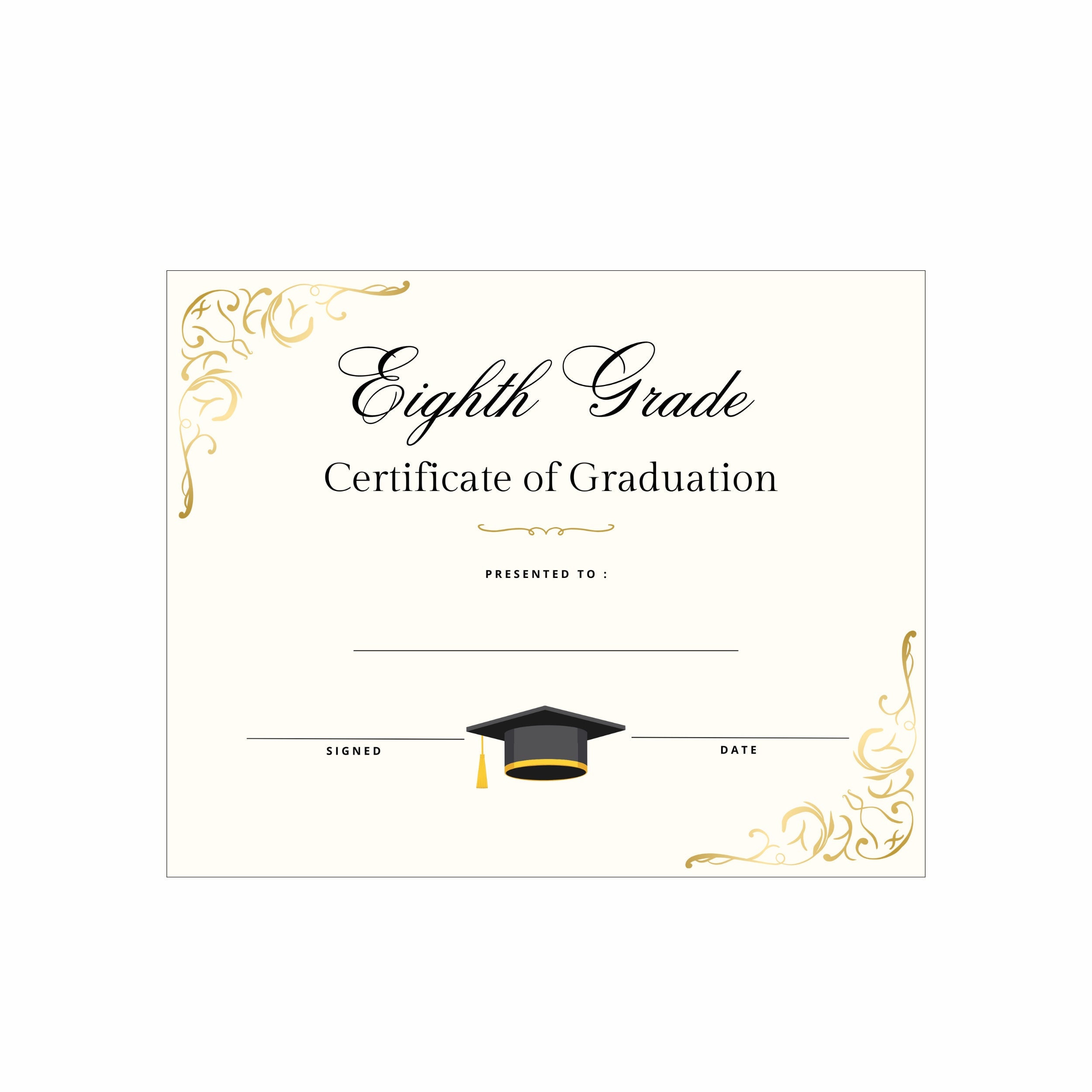 8th Grade Graduation Certificate Printable 8th Grade Graduation Certificate Printable