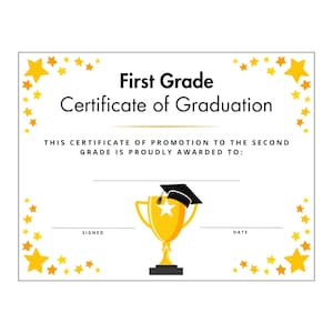 Erste 1.Klasse Abschluss Zertifikat Instant Download Printable ~ Einfache Sterne Design Ende des Schuljahres einfach Print