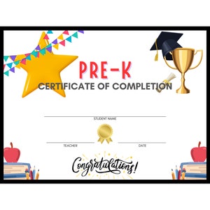 Pre-K Graduation Diploma Zertifikat Sofort Download