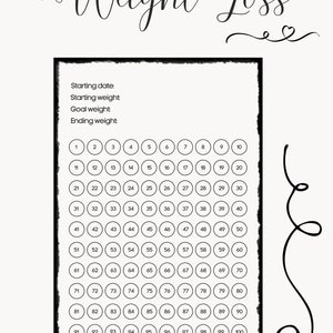 Weight Loss Tracker / Journal / Printable 100 Pound Lb. Weightloss ...