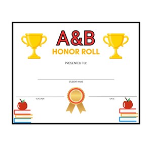 A and B Honor Roll Student Award Honor's Day Ceremony Graduation ...