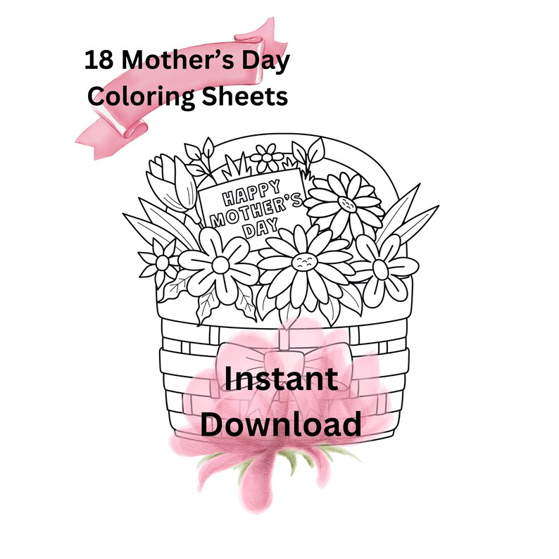 Mother's Day Printable Coloring Sheets Set of 18 Instant Downloads ...
