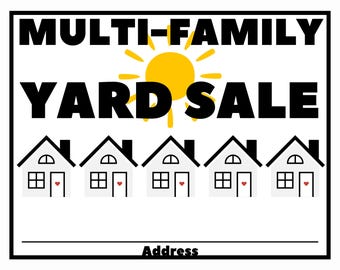Multi Family Yard Sale Sign / Super Fun and Unique / Attention Getter / Stand Out From Others /  Instant Download / Garage Sale / Rummage