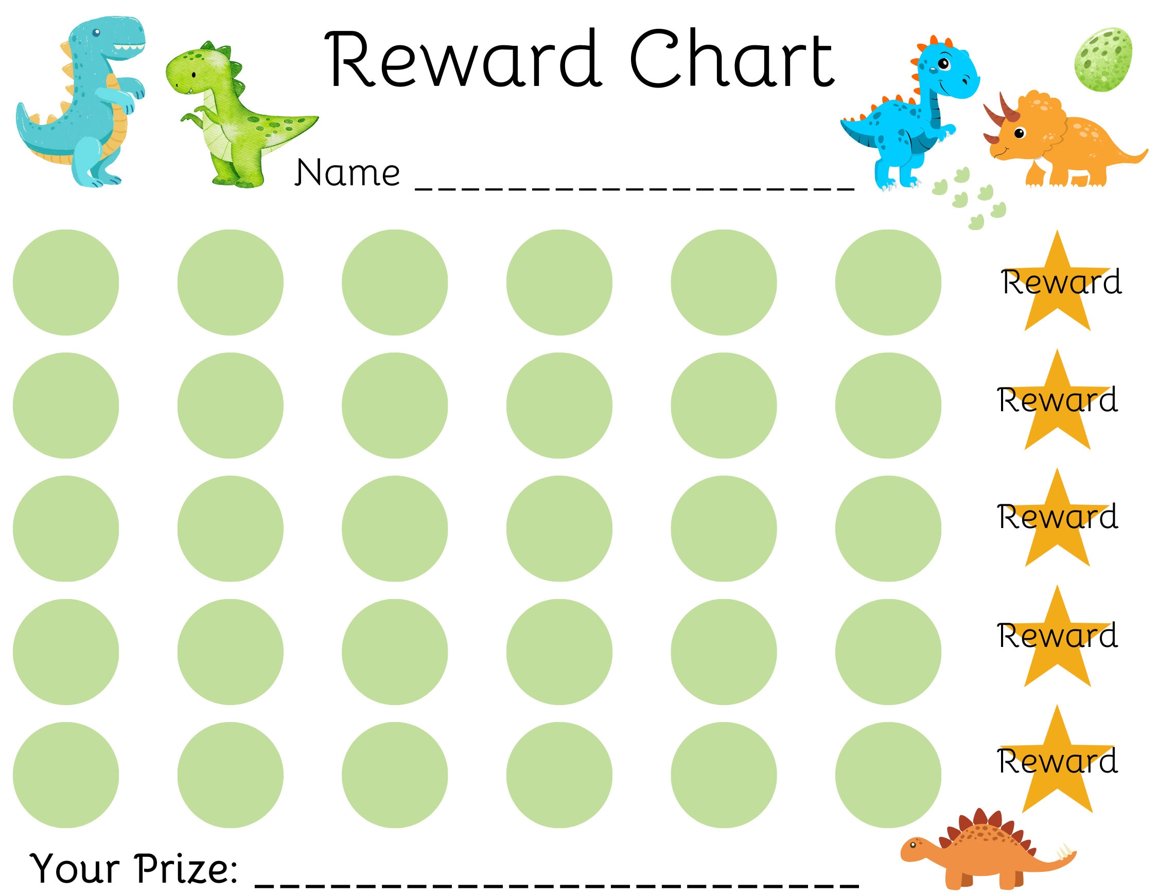 Dinosaur Printable Reward Sticker Chart / Toddler Kids Student ...