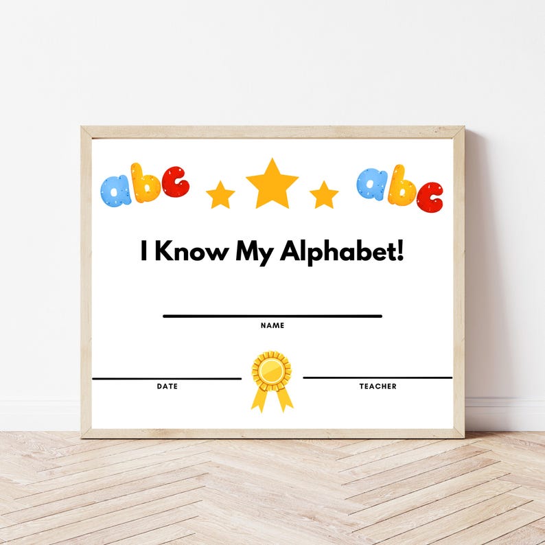 I Know My Alphabet / Abc's Certificate of Accomplishment (instant ...