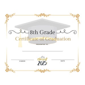 Class of 2025 Abitur Abschluss Zertifikat Gold Swirl elegant bedruckbar erschwinglich professionell Ende des Schuljahres achte Klasse