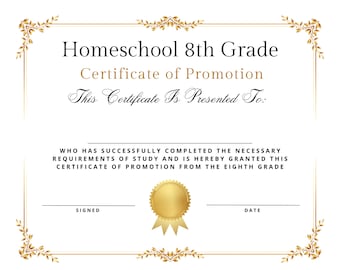 Printable Diploma of Graduation Personalized Middle School Certificate ...
