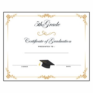 Fünfte Klasse Abschlussdiplom Zertifikat Sofortiger Download Druckbare Print and Go ~ Erschwingliche elegante professionelle Ende des Schuljahres