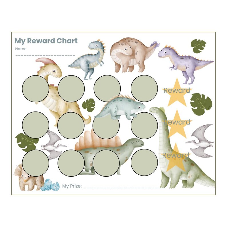 Dinosaur Printable Reward Sticker Chart / Toddler Kids Student ...