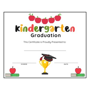 Kindergarten Graduation Diploma Zertifikat Promotion Sofort Download druckbare Budget bunte niedlichen Apfel-Design