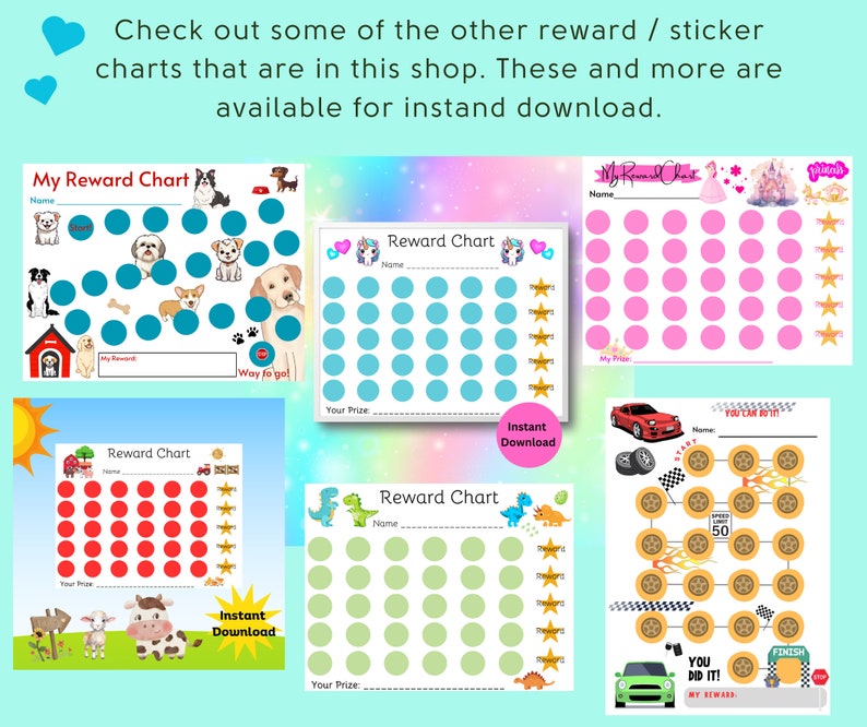 Unicorn Printable Reward Sticker Chart / Toddler / Kid / Instant ...