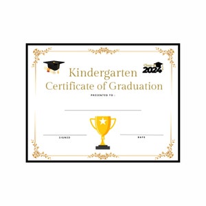 Kindergarten Schulabschluss Abschlusszertifikat Sofortiger Download Druckbare Print and Go ~ Erschwingliche Ende des Schuljahres