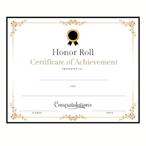 Honours Day Ehrenrolle Zertifikat Sofortiger Download Druckbare Print and Go ~ Erschwingliche elegante professionelle Abschlussfeier am Schuljahr