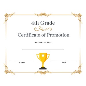 Vierte 4. Klasse Promotion Abschlussdiplom Zertifikat Einfacher Sofortiger Download Druckbar Erschwinglich Elegant Professionelle Schule Auszeichnung