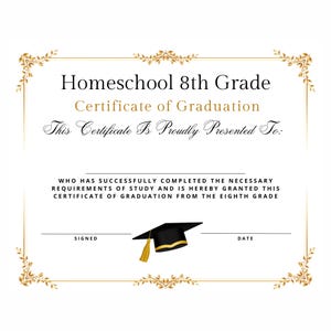 Homeschool 8 achte Klasse Abschluss Diplom Zertifikat Schule Werbung CO-OP Instant Download einfach druckbar Haushalt professionell