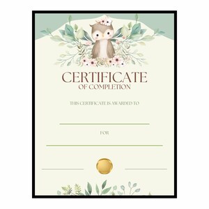 Abschluss Abschluss Zertifikat Wald Wald Tiere Aquarelle Sofortiger Download druckbare Abschlusszertifikat bereit zu verwenden