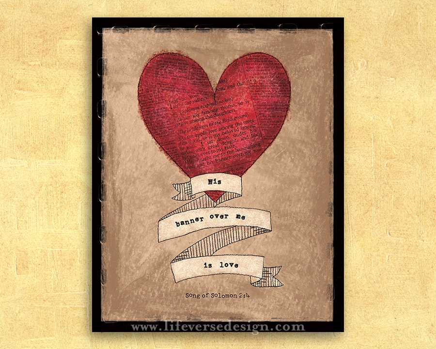 Scripture Wall Art His Banner Over Me Is Love From Song Of | Etsy