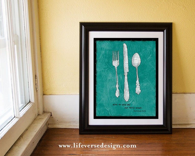 Scripture Wall Art Christian Kitchen Decor Daily Bread Etsy