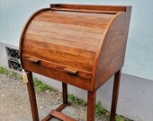 SOLD 1940s Roll Top Bureau Hall Stand in Oak. Vintage Retro Mid Century