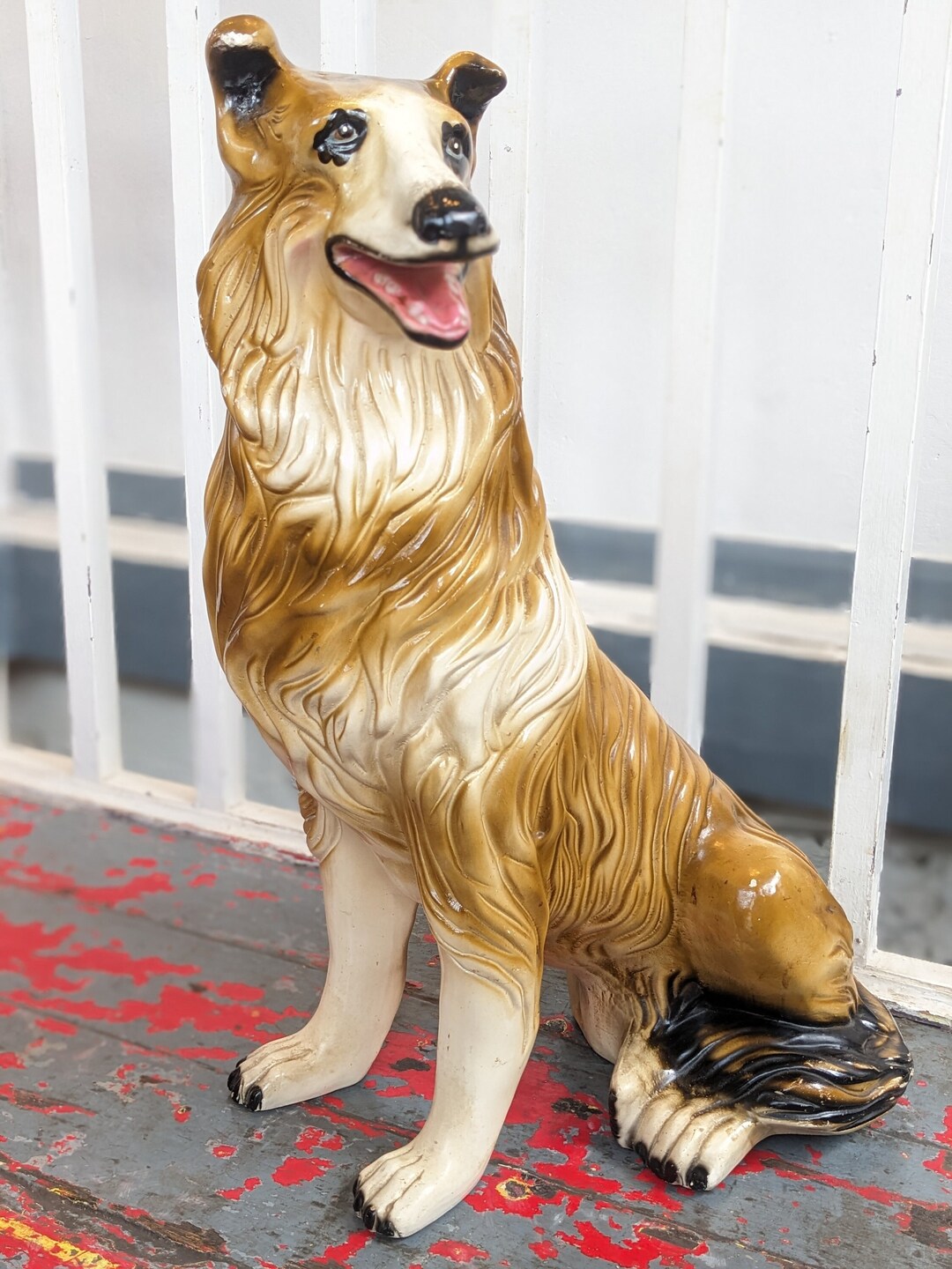 1970's Kitsch Life Size Collie Dog Statue. Etsy