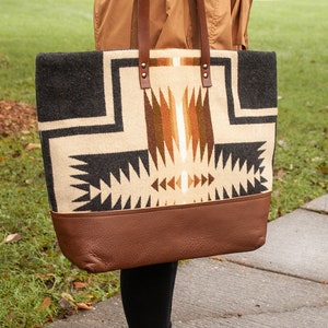 Bag Made with Pendleton Wool, Portland Wool, Pendleton and Leather Tote NEW !! IN STOCK !!