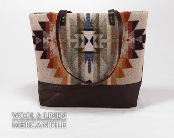 Juniper Mesa, Pendelton Blanket, Merlot leather bottom and straps, Boho tote , New Design