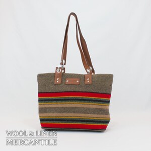 Travel Bag with Leather Handle Made From Pendleton Wool,Yakima Camp Blanket, Weekender, Crossbody Bag image 4