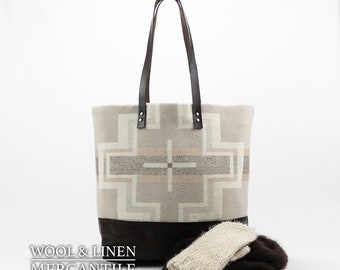 Bag made with Pendelton Blanket, Pendeltons Santa Clara Blanket. Dark Chocolate Bottom, New in stock