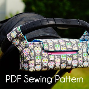 Pram Caddy, Pram Organiser, PDF Sewing pattern, Stroller Caddy, Stroller Organiser, Stroller Bag, Wheelchair Bag, Shopping Trolley Organiser image 1