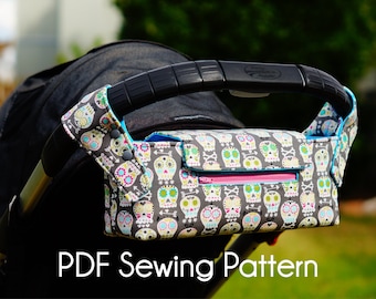 Pram Caddy, Pram Organiser, PDF Sewing pattern, Stroller Caddy, Stroller Organiser, Stroller Bag, Wheelchair Bag, Shopping Trolley Organiser