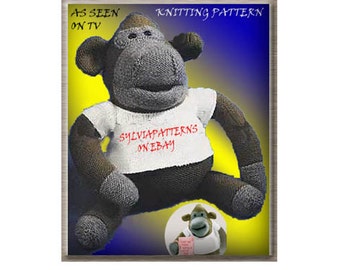 PG TIPS 16" tall  Monkey to Knit pdf.file dk yarn Knitting Pattern